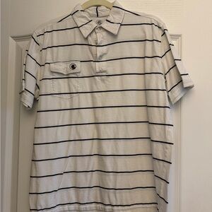Southern Proper White Polo with Black Stripes